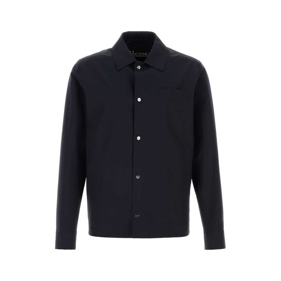 Herno Men Navy Blue Stretch Nylon Windbreaker